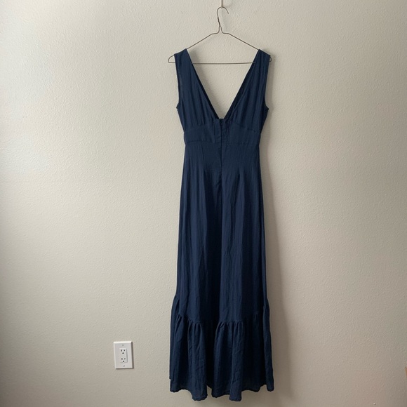 Lulus | Simpatico Navy Blue Maxi Dress button front - Picture 7 of 8